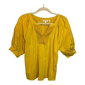 Chico's‎ Blouse Women's Size Medium Smocked Yellow Gold Chicos 1